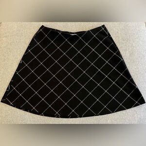Loft Black and White Checkered Medium Petite Skirt
